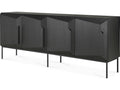 Stairs 4-Door Oak Black Sideboard with Metal Legs