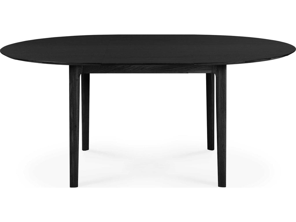 Bok 51-71 Inch Round to Oval Extendable Dining Table in Black Oak