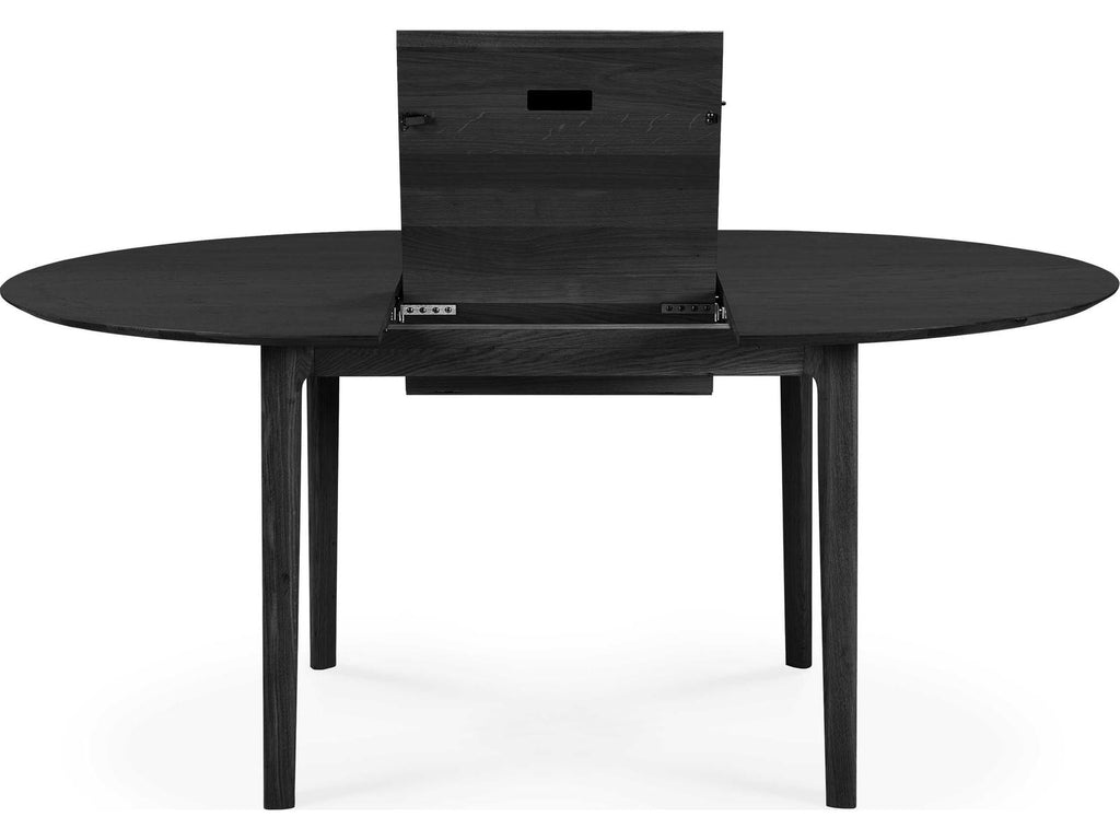 Bok 51-71 Inch Round to Oval Extendable Dining Table in Black Oak