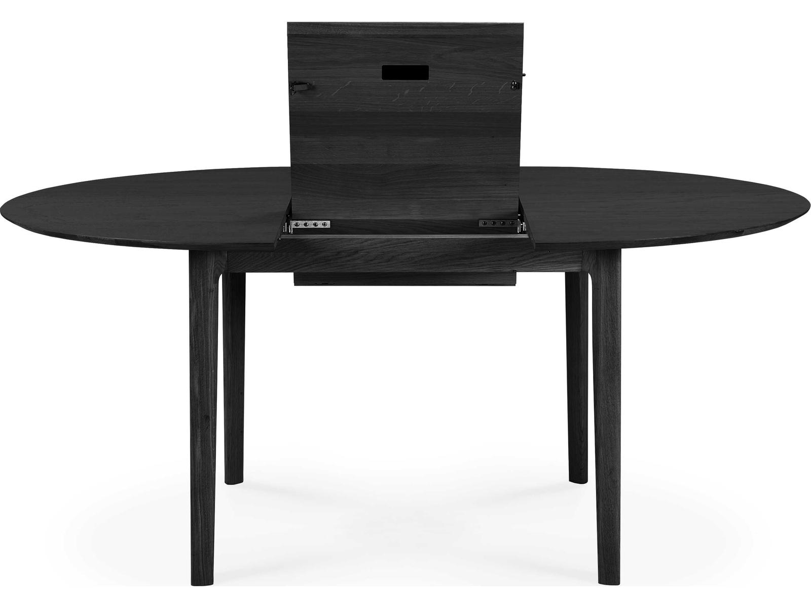 Bok 51-71 Inch Round to Oval Extendable Dining Table in Black Oak