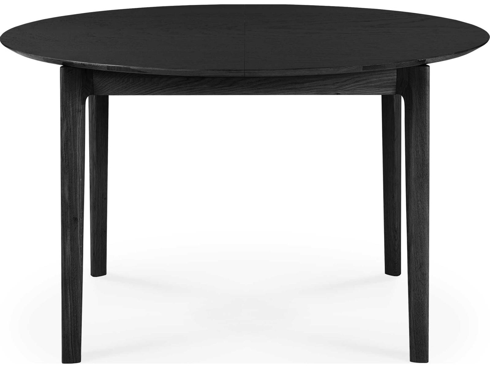 Bok 51-71 Inch Round to Oval Extendable Dining Table in Black Oak