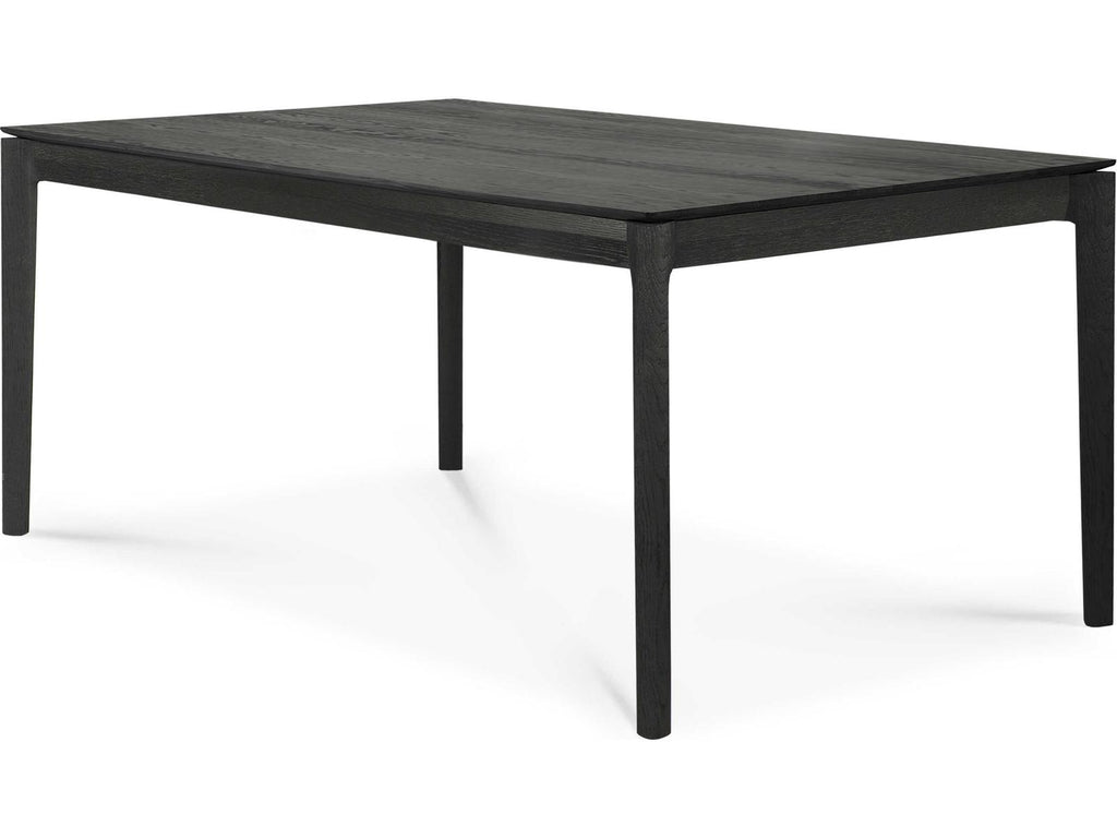 Bok 63-95 Inch Rectangle Extendable Dining Table in Black Tainted Oak