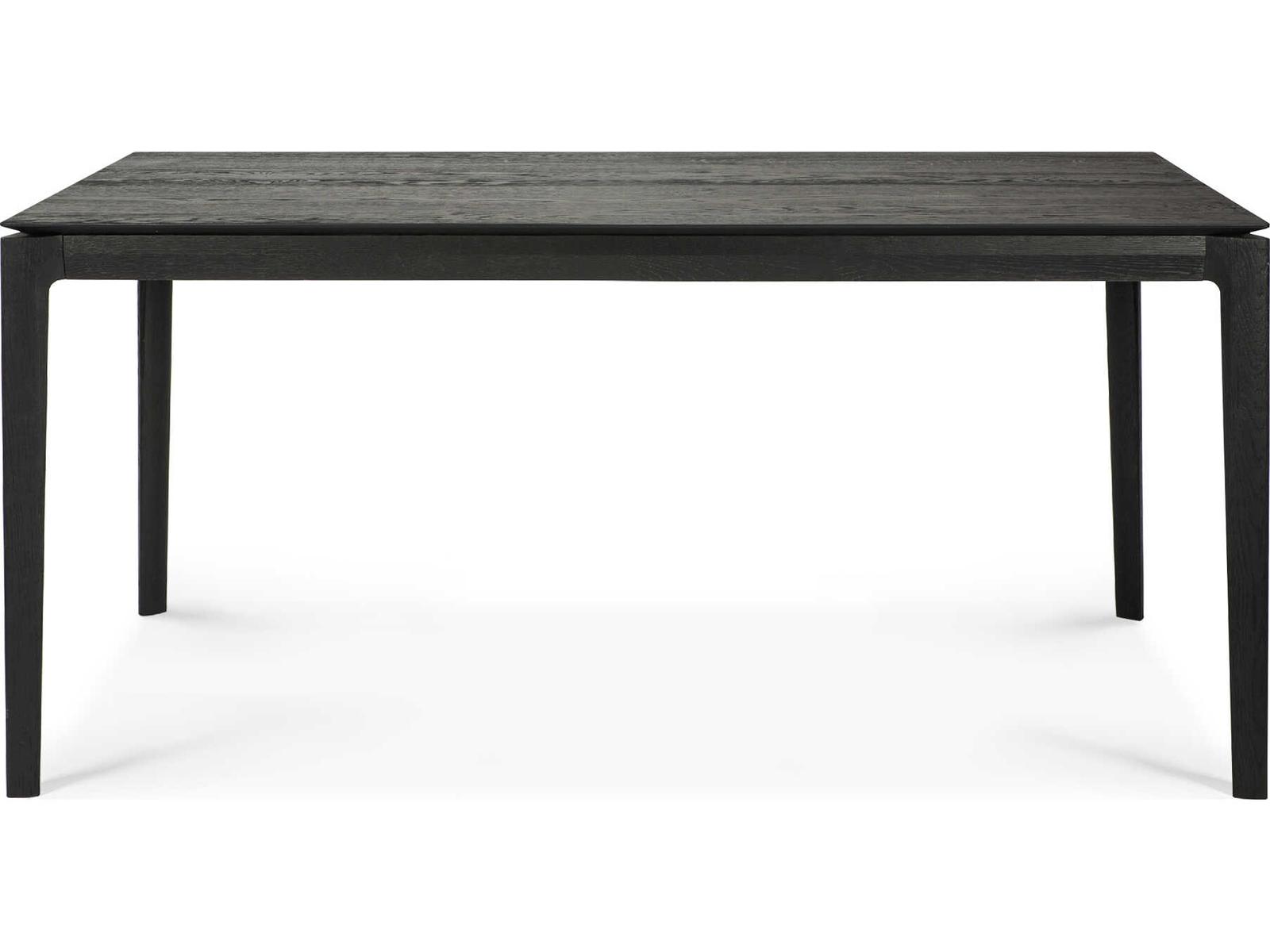 Bok 63-95 Inch Rectangle Extendable Dining Table in Black Tainted Oak