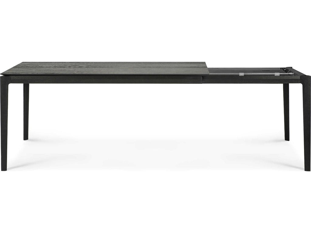 Bok 63-95 Inch Rectangle Extendable Dining Table in Black Tainted Oak