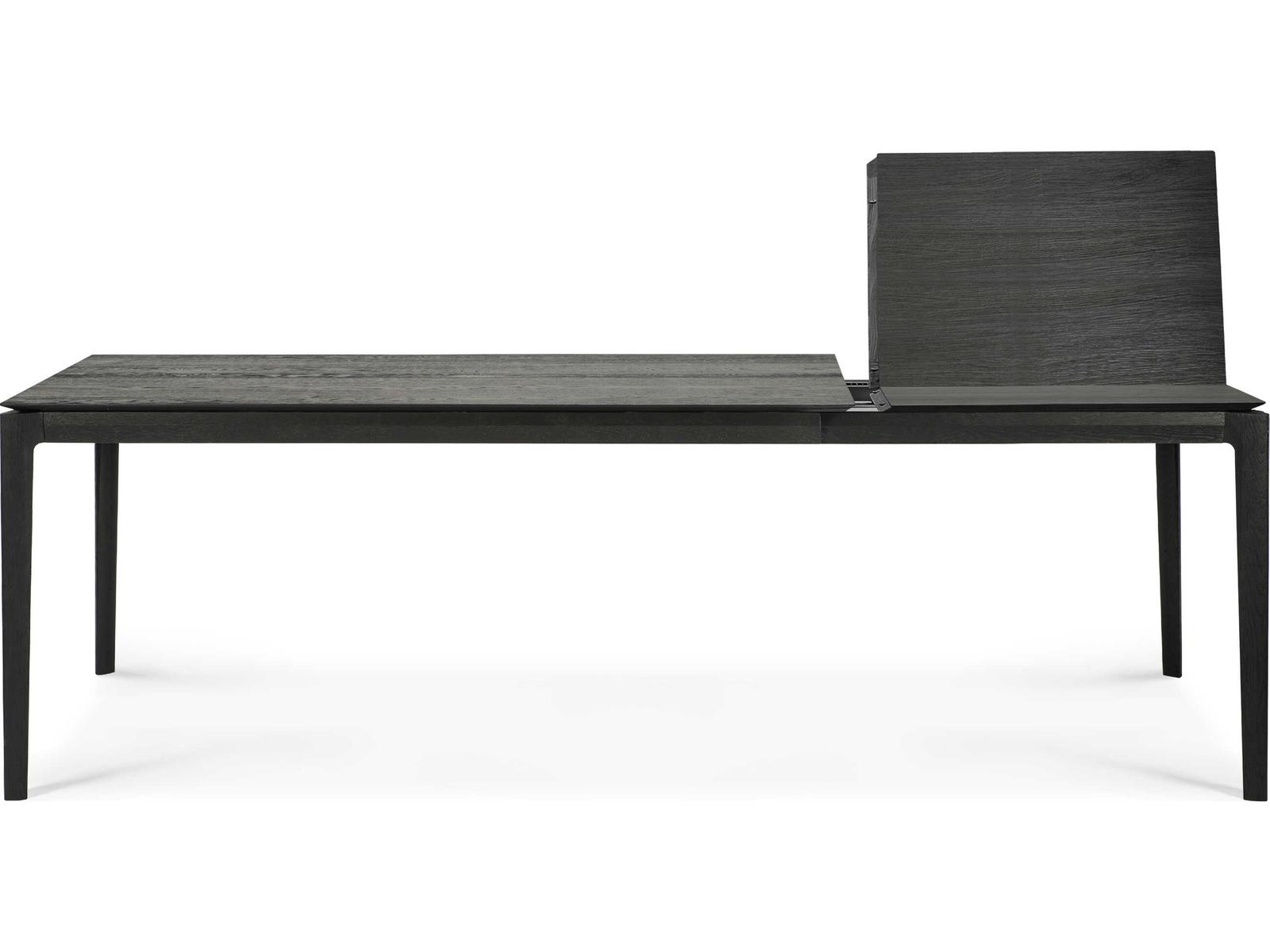 Bok 63-95 Inch Rectangle Extendable Dining Table in Black Tainted Oak