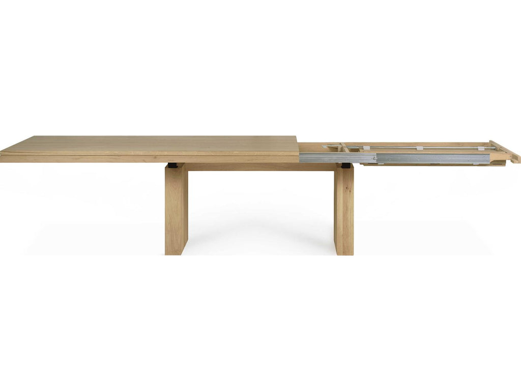 Double Rectangle 79-118 Inch Extendable Dining Table in Natural Oak