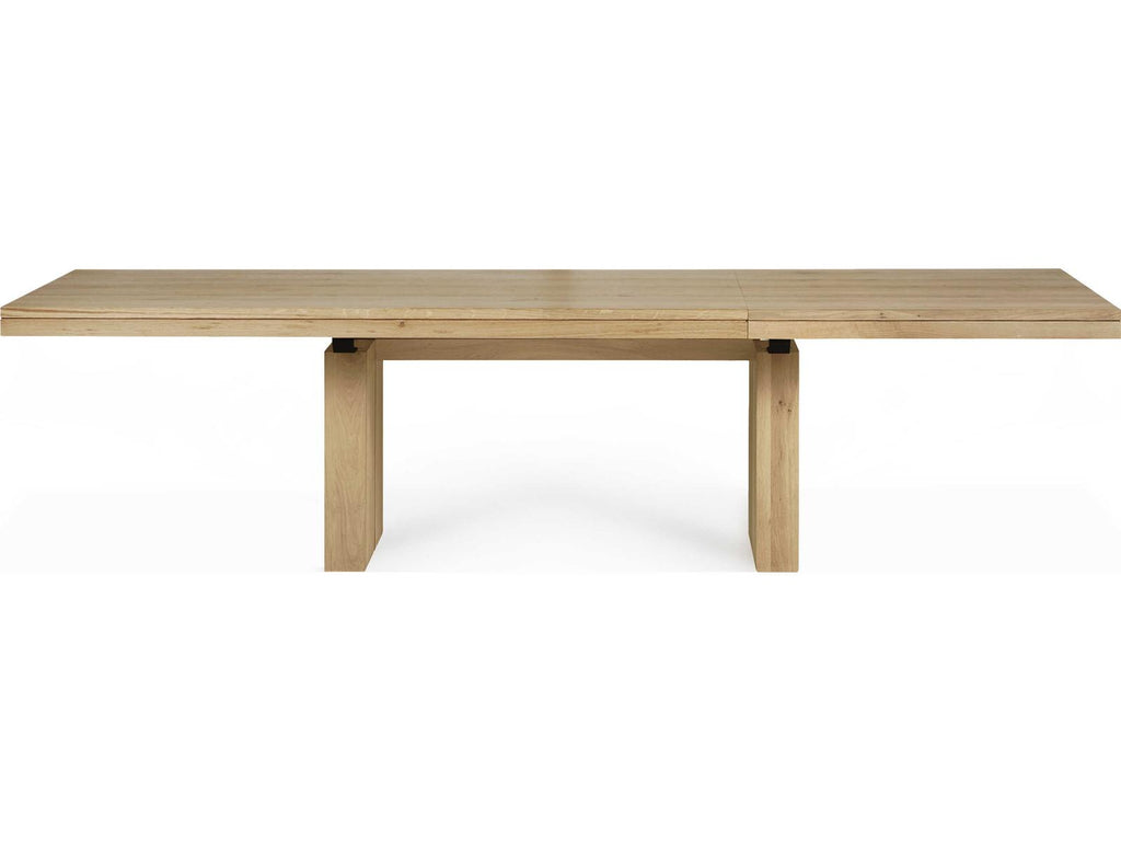 Double Rectangle 79-118 Inch Extendable Dining Table in Natural Oak