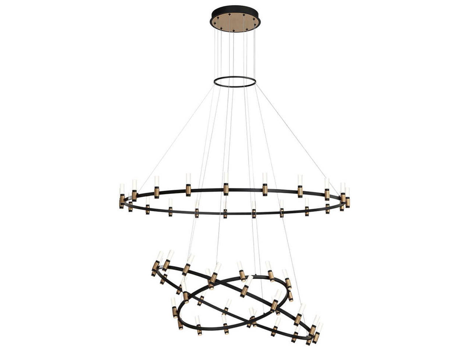 Eurofase Albany 51-Light 60-Inch 3-Tier LED Chandelier in Deep Black and Brass