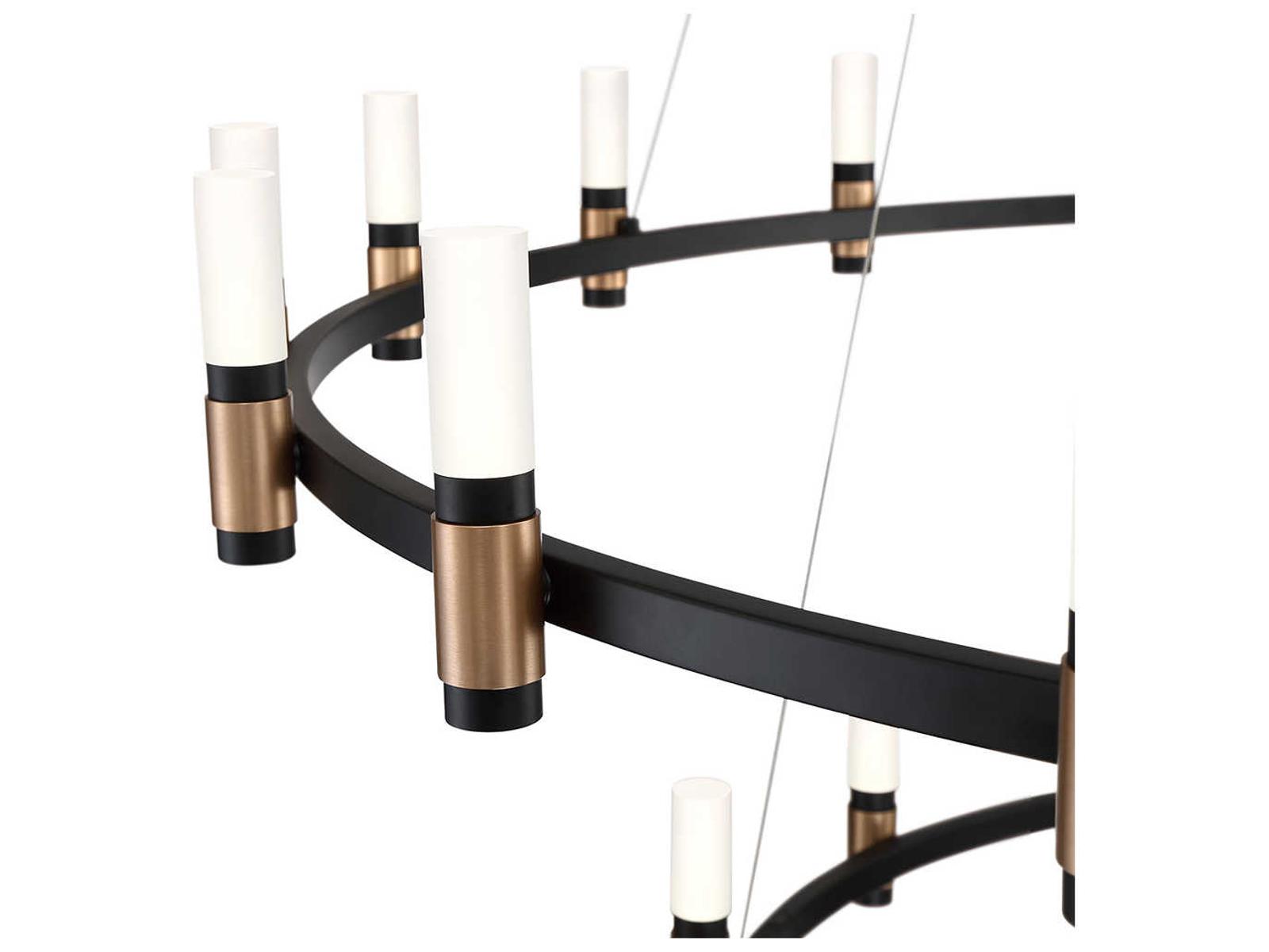 Eurofase Albany 51-Light 60-Inch 3-Tier LED Chandelier in Deep Black and Brass