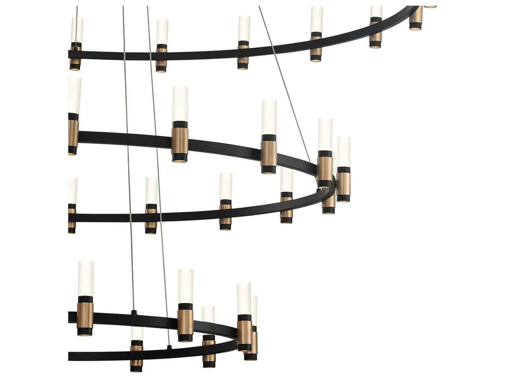 Eurofase Albany 51-Light 60-Inch 3-Tier LED Chandelier in Deep Black and Brass