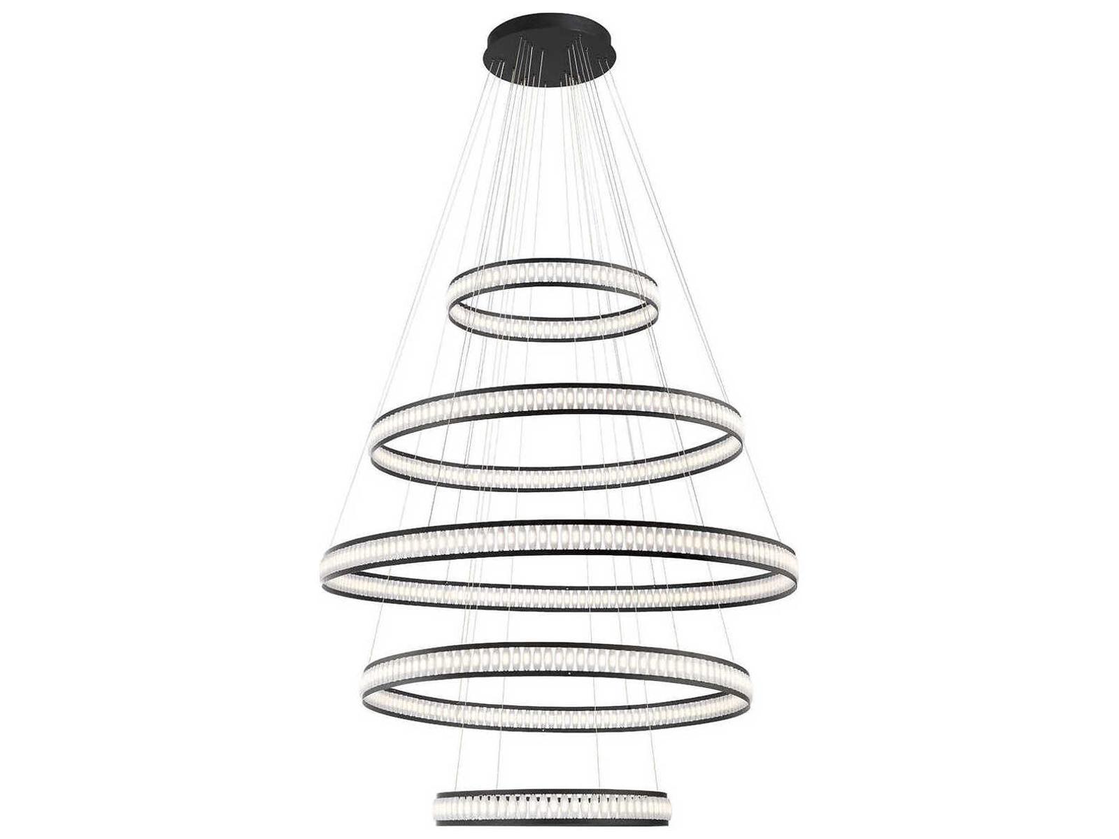 Eurofase Forster 584-Light Black Round Tiered Chandelier with White Acrylic