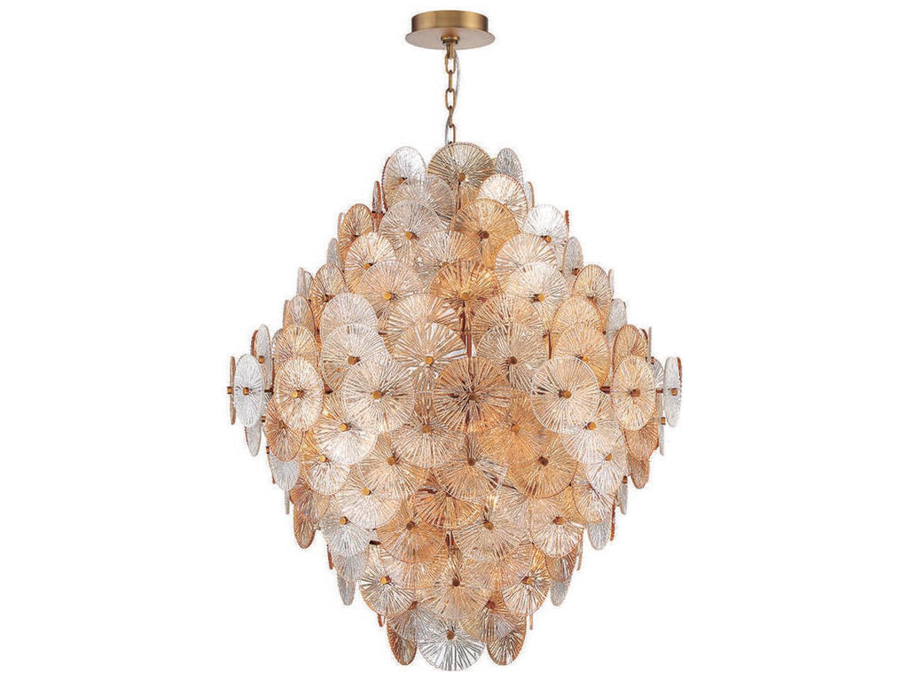 Eurofase Sue-Anne 27-Light Plated Brass Geometric Linear Chandelier