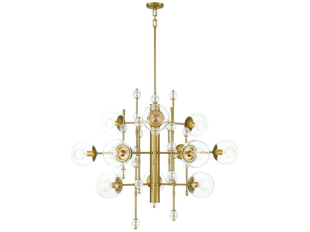 Eurofase 12-Light Traiton Chandelier in Gold with Clear Glass Globes