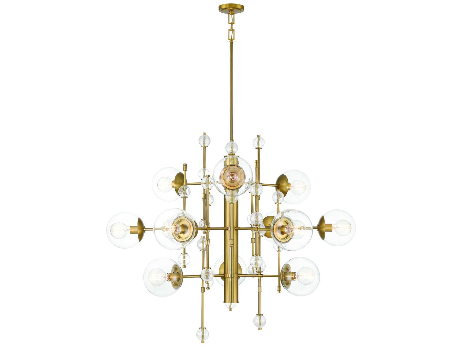 Eurofase 12-Light Traiton Chandelier in Gold with Clear Glass Globes