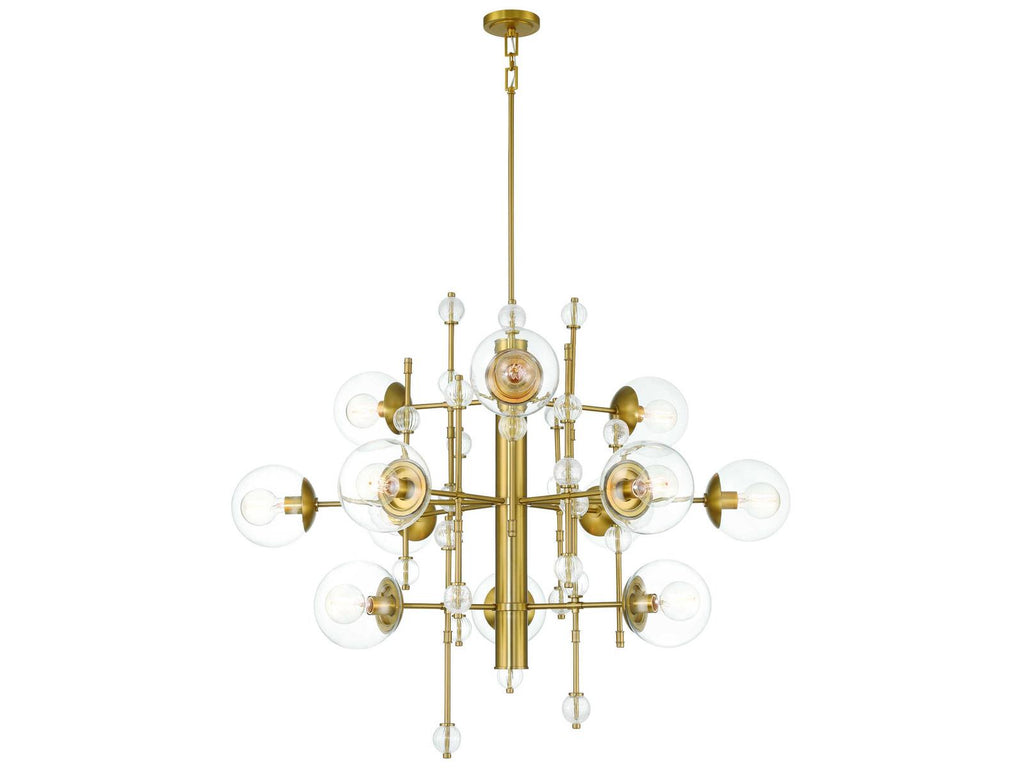 Eurofase 12-Light Traiton Chandelier in Gold with Clear Glass Globes