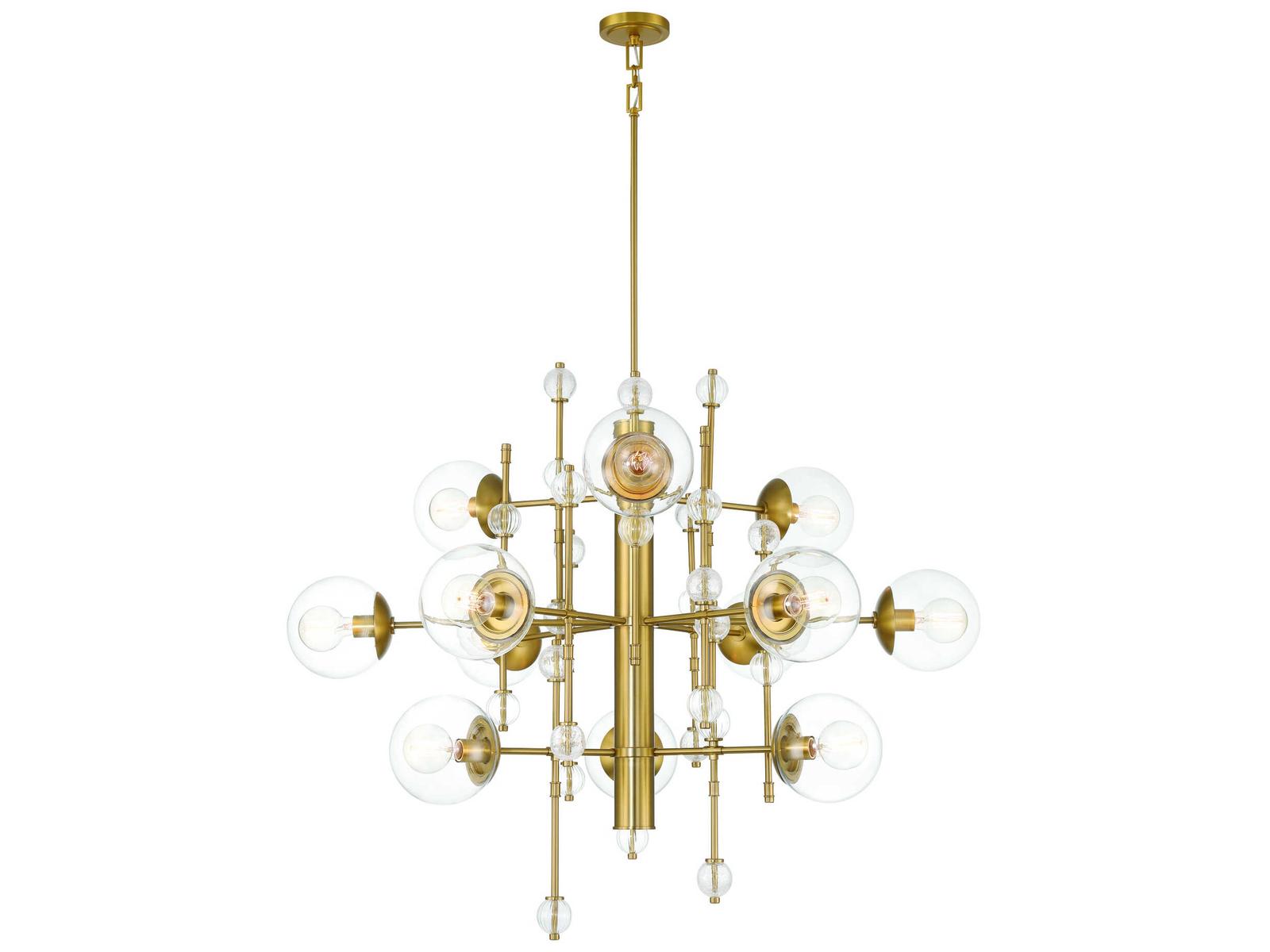 Eurofase 12-Light Traiton Chandelier in Gold with Clear Glass Globes