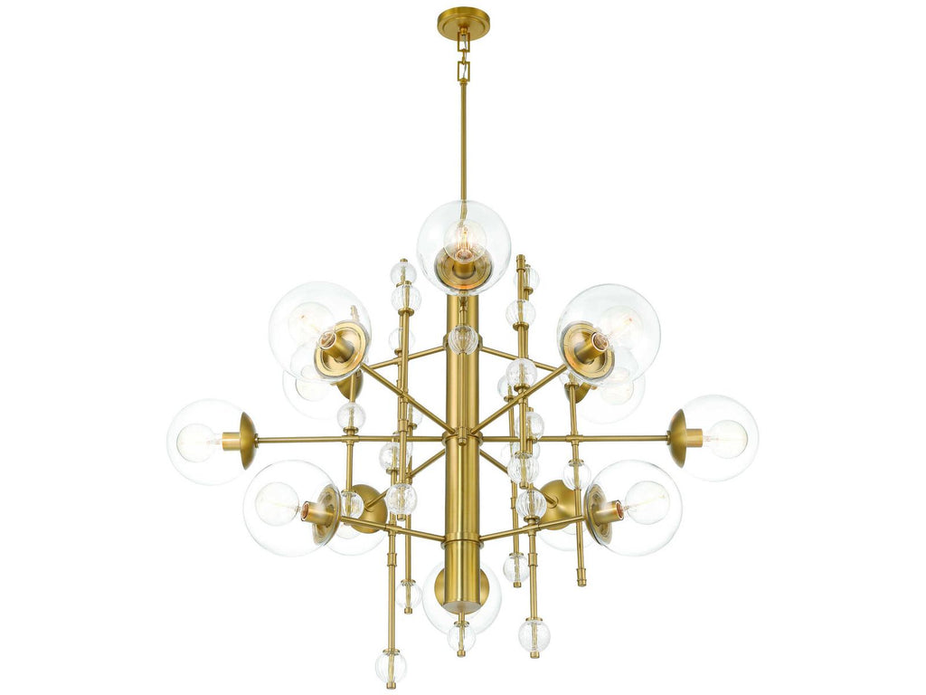 Eurofase 12-Light Traiton Chandelier in Gold with Clear Glass Globes