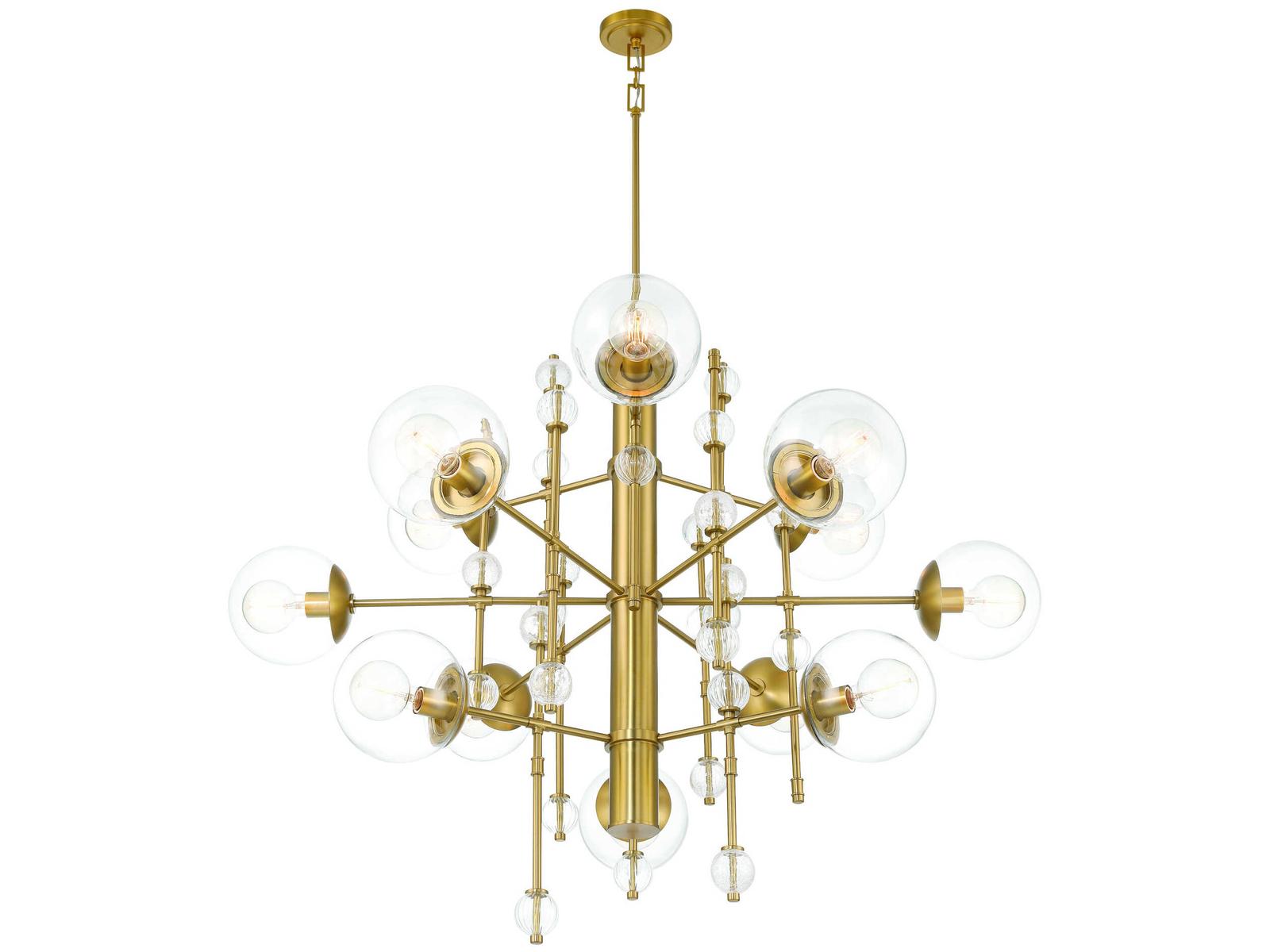 Eurofase 12-Light Traiton Chandelier in Gold with Clear Glass Globes