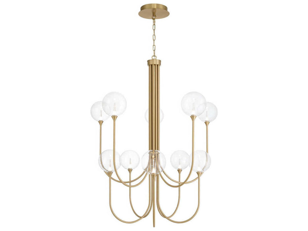 Eurofase Iissa 10-Light Gold Chandelier with Glass Globes