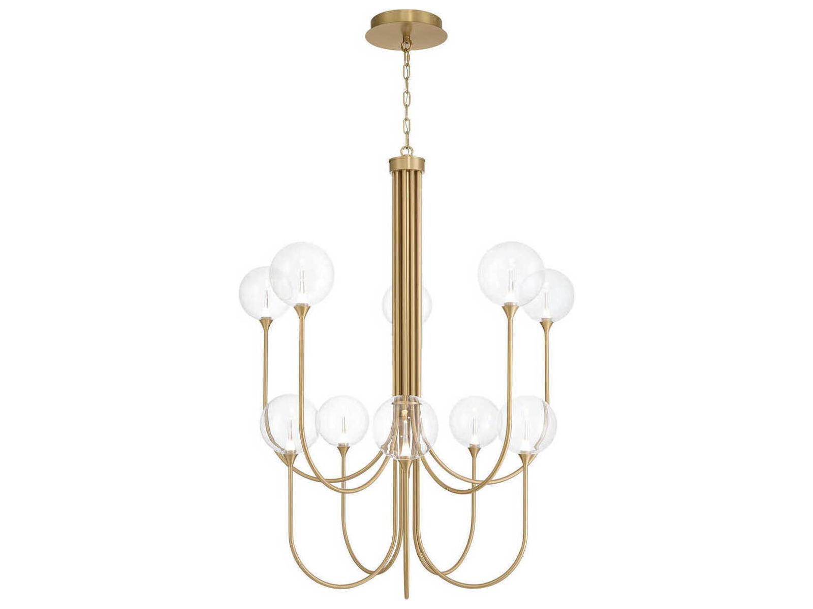 Eurofase Iissa 10-Light Gold Chandelier with Glass Globes