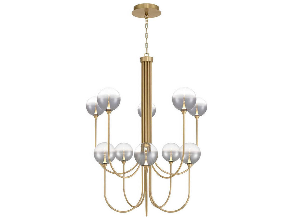 Eurofase Iissa 10-Light Gold Chandelier with Glass Globes
