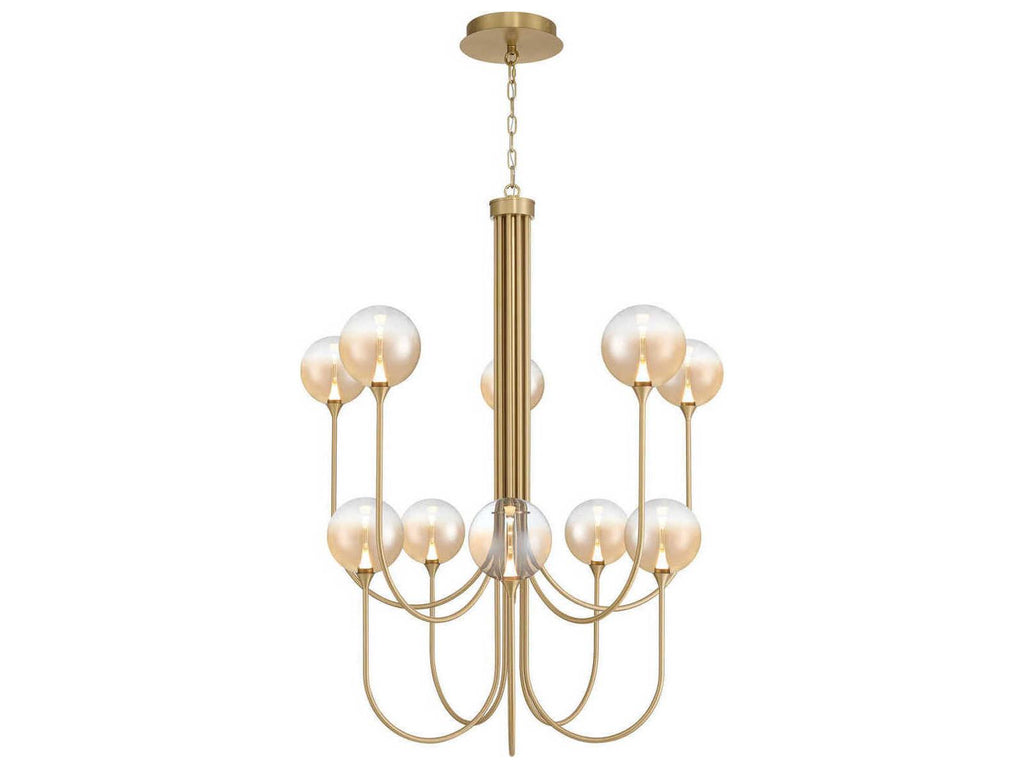 Eurofase Iissa 10-Light Gold Chandelier with Glass Globes