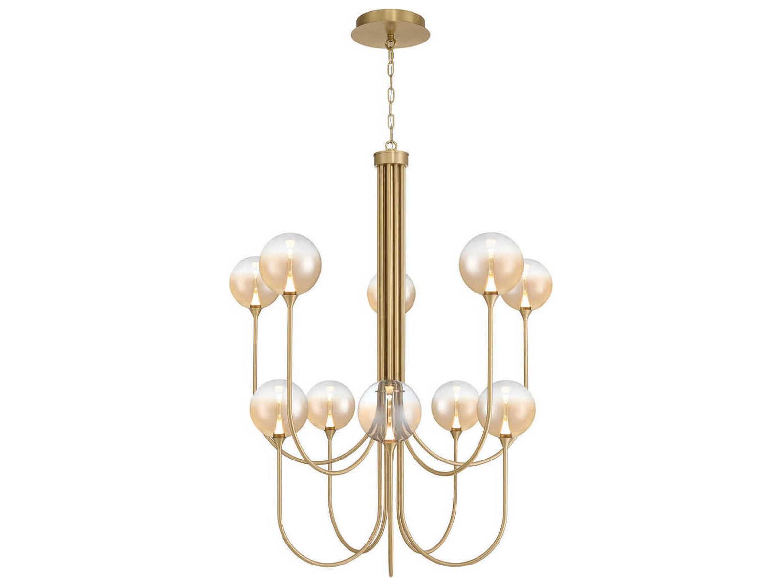 Eurofase Iissa 10-Light Gold Chandelier with Glass Globes