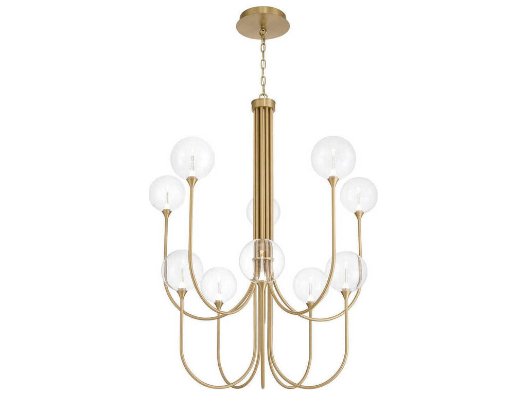 Eurofase Iissa 10-Light Gold Chandelier with Glass Globes