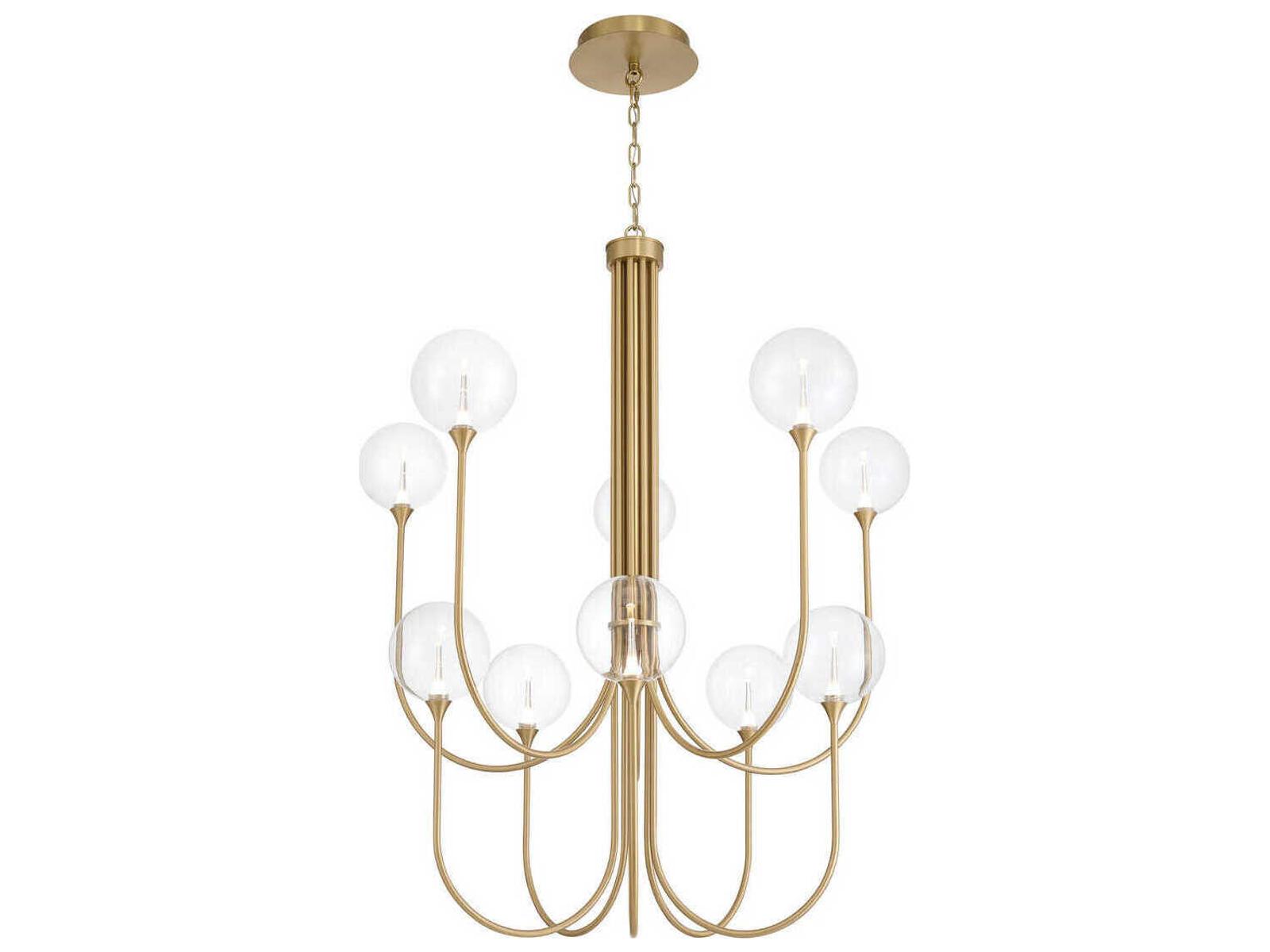 Eurofase Iissa 10-Light Gold Chandelier with Glass Globes