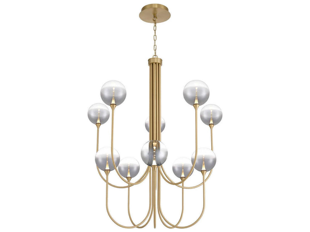 Eurofase Iissa 10-Light Gold Chandelier with Glass Globes