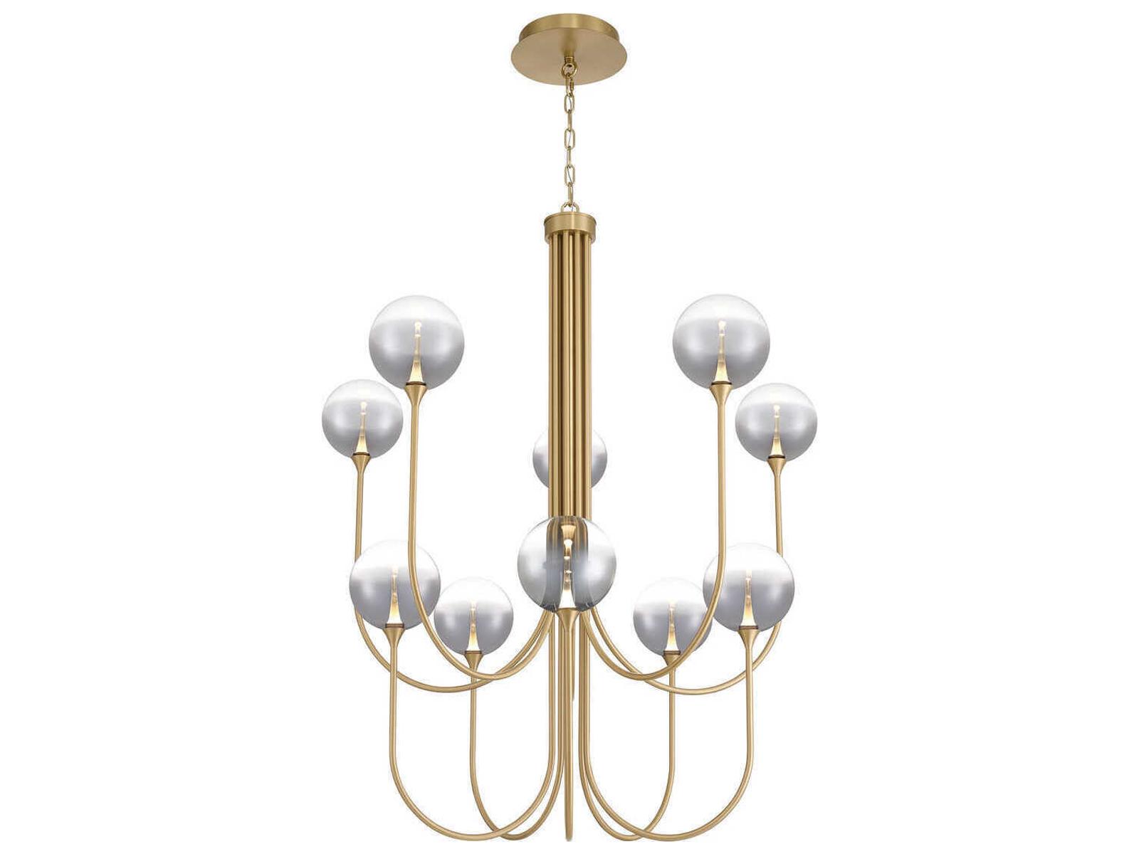 Eurofase Iissa 10-Light Gold Chandelier with Glass Globes