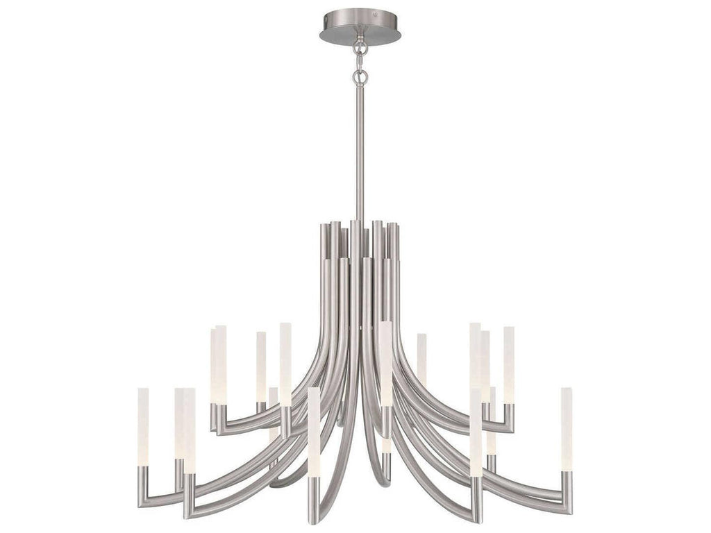 Eurofase Olette 20-Light Linear Chandelier in Satin Nickel with Frosted Acrylic Rods