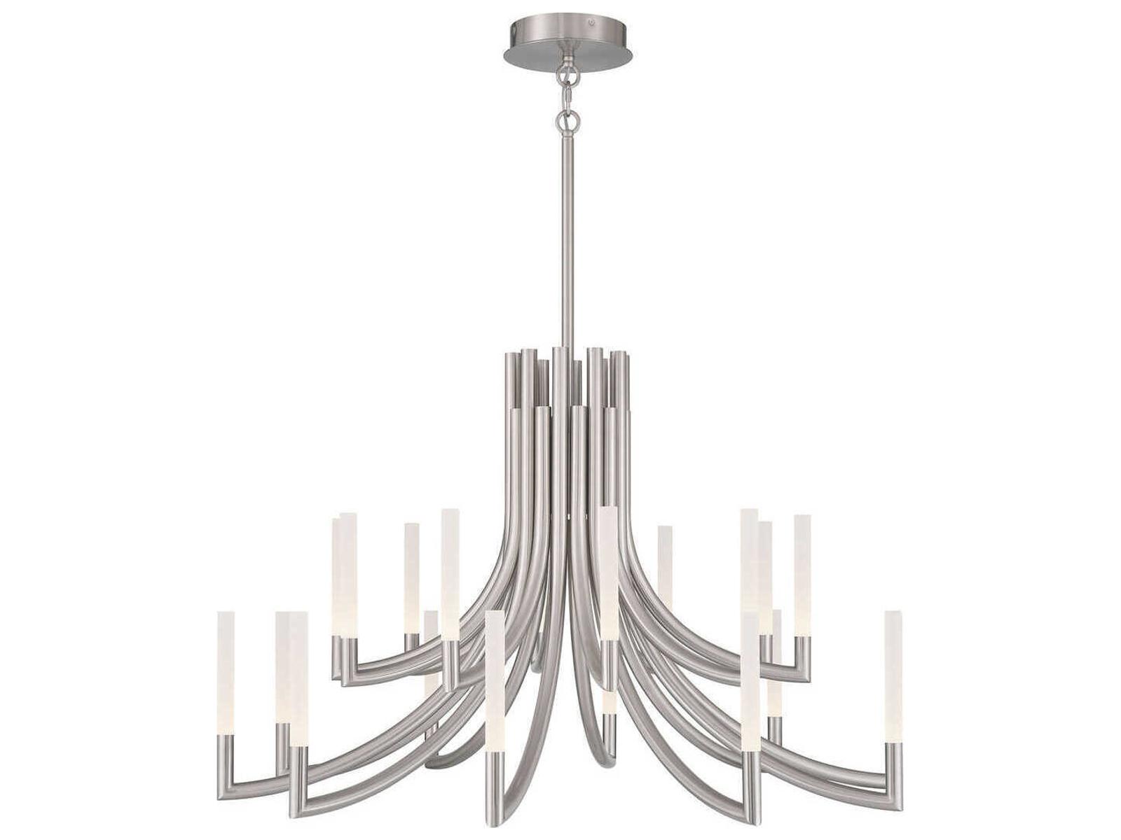 Eurofase Olette 20-Light Linear Chandelier in Satin Nickel with Frosted Acrylic Rods