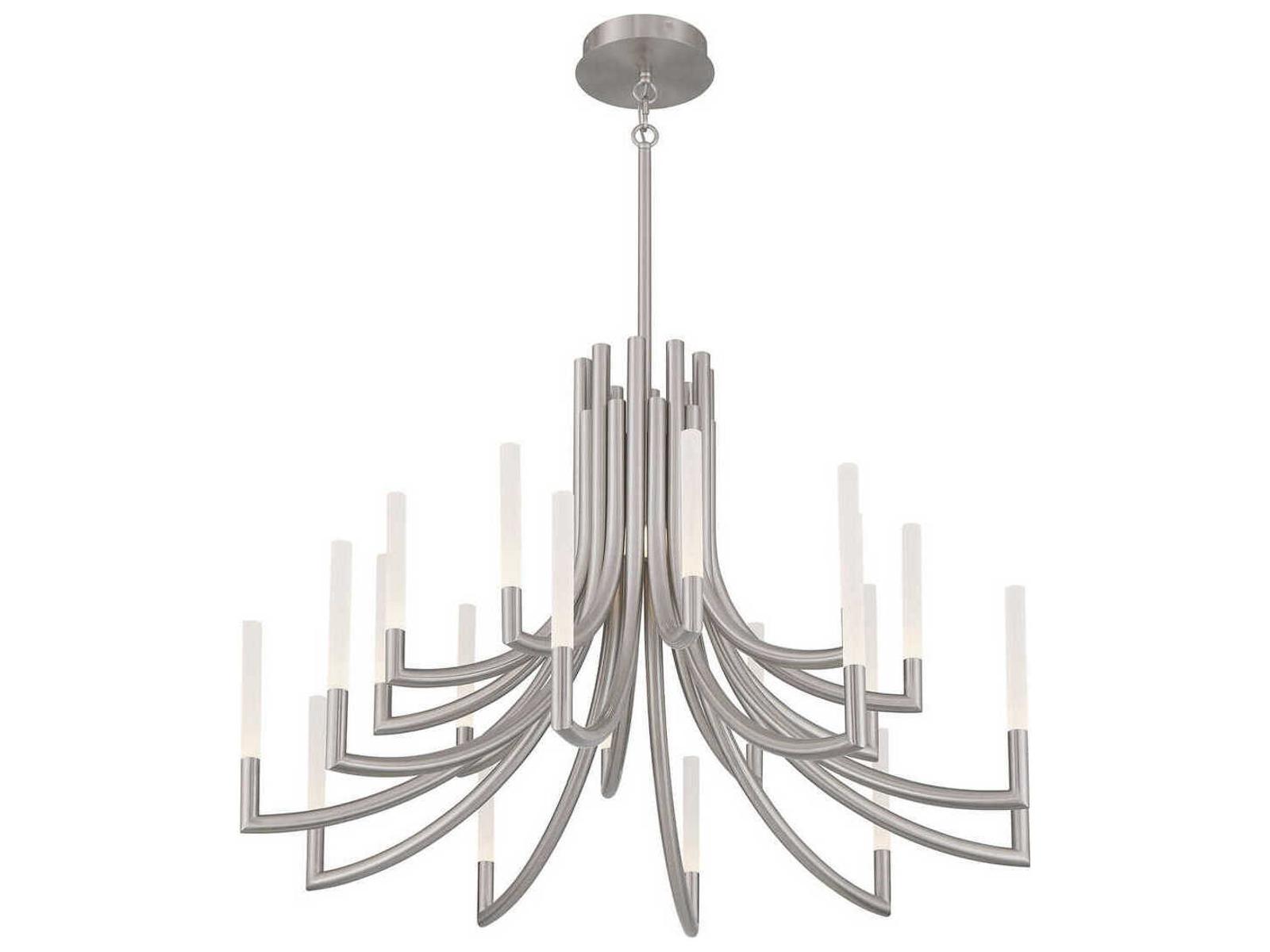 Eurofase Olette 20-Light Linear Chandelier in Satin Nickel with Frosted Acrylic Rods