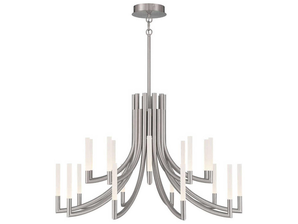 Eurofase Olette 20-Light Linear Chandelier in Satin Nickel with Frosted Acrylic Rods