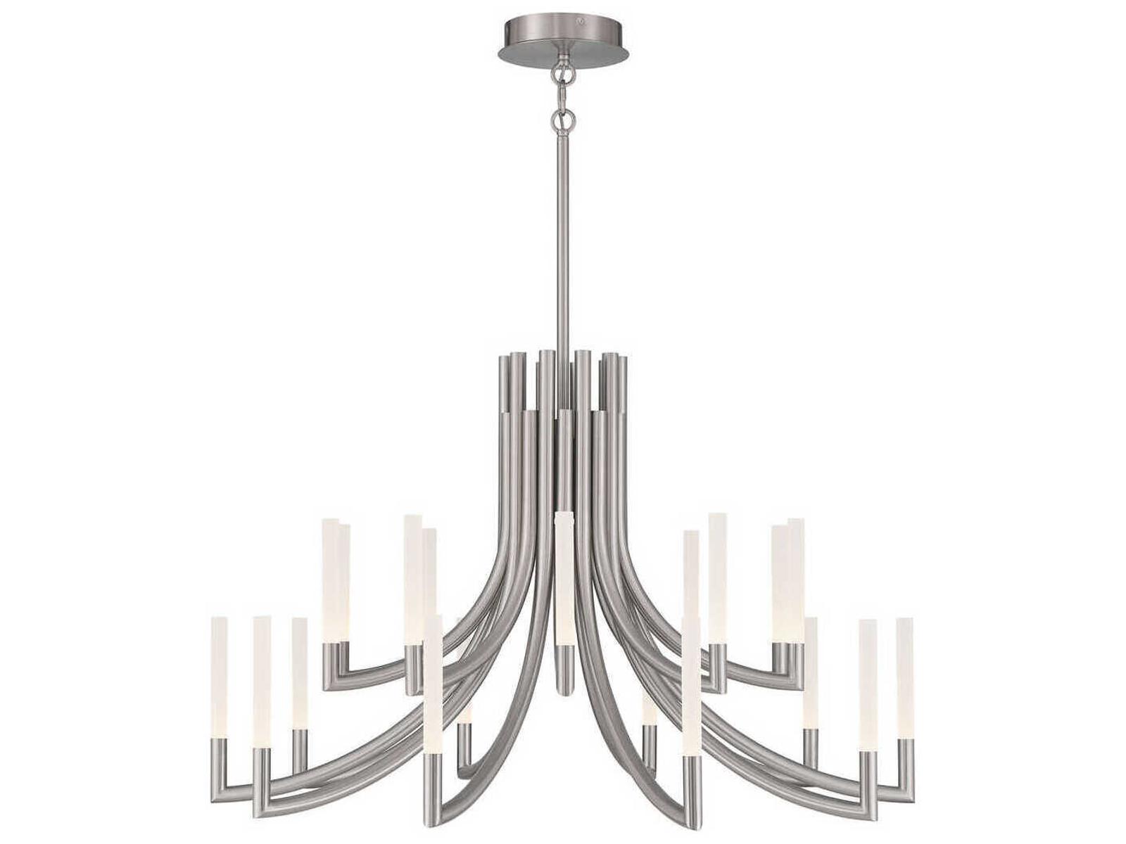 Eurofase Olette 20-Light Linear Chandelier in Satin Nickel with Frosted Acrylic Rods