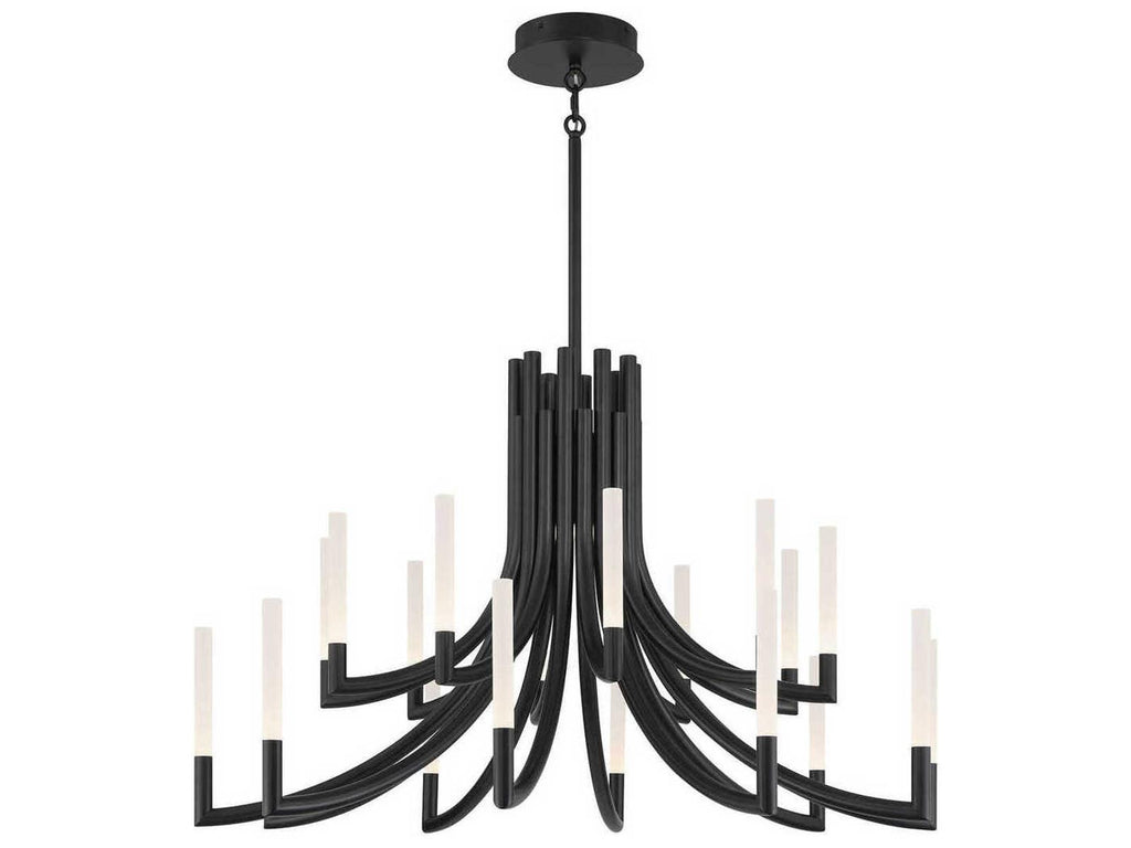 Eurofase Olette 20-Light Linear Chandelier in Matte Black with Frosted Acrylic