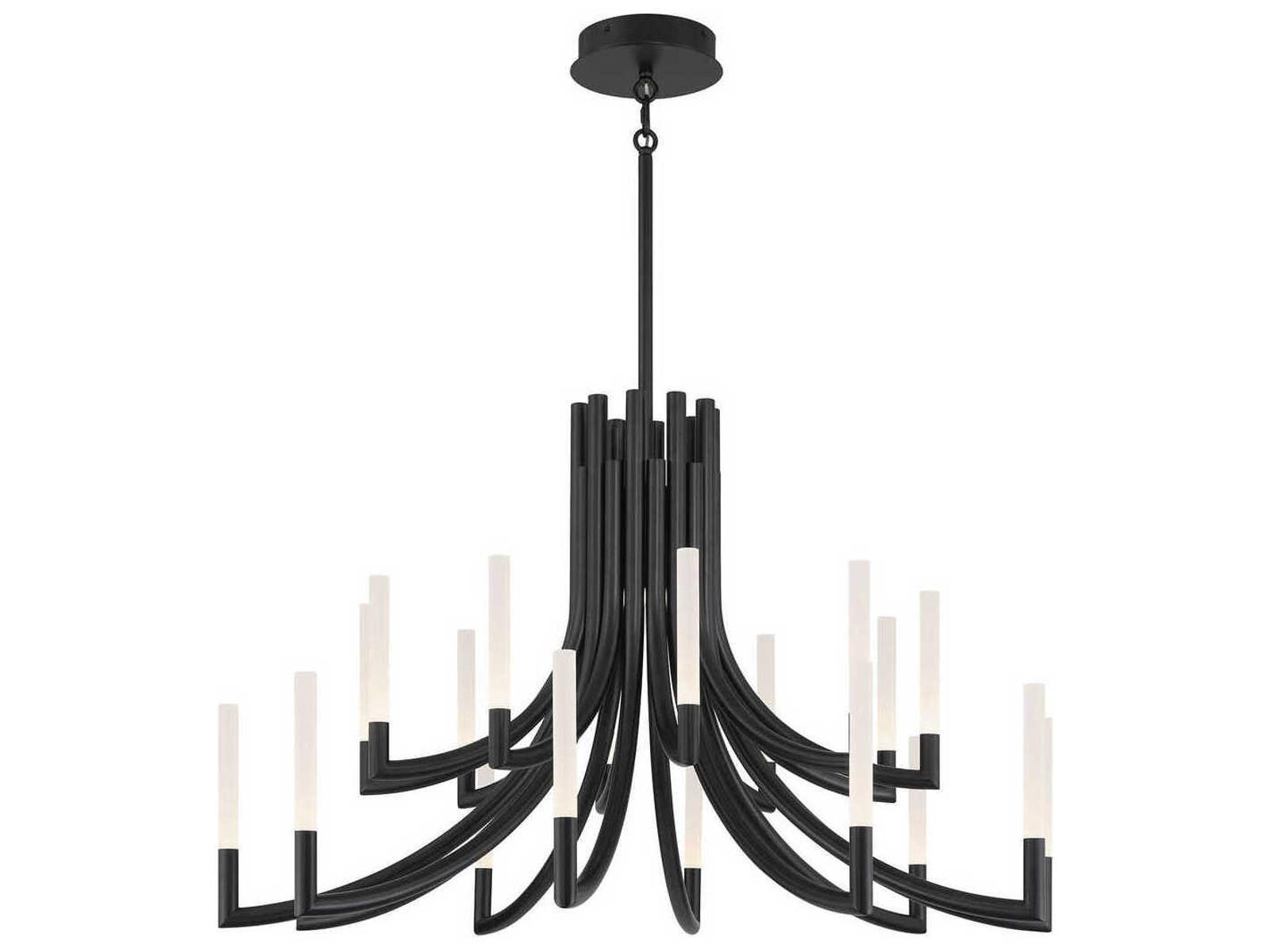 Eurofase Olette 20-Light Linear Chandelier in Matte Black with Frosted Acrylic