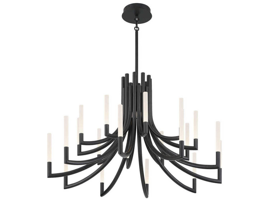 Eurofase Olette 20-Light Linear Chandelier in Matte Black with Frosted Acrylic