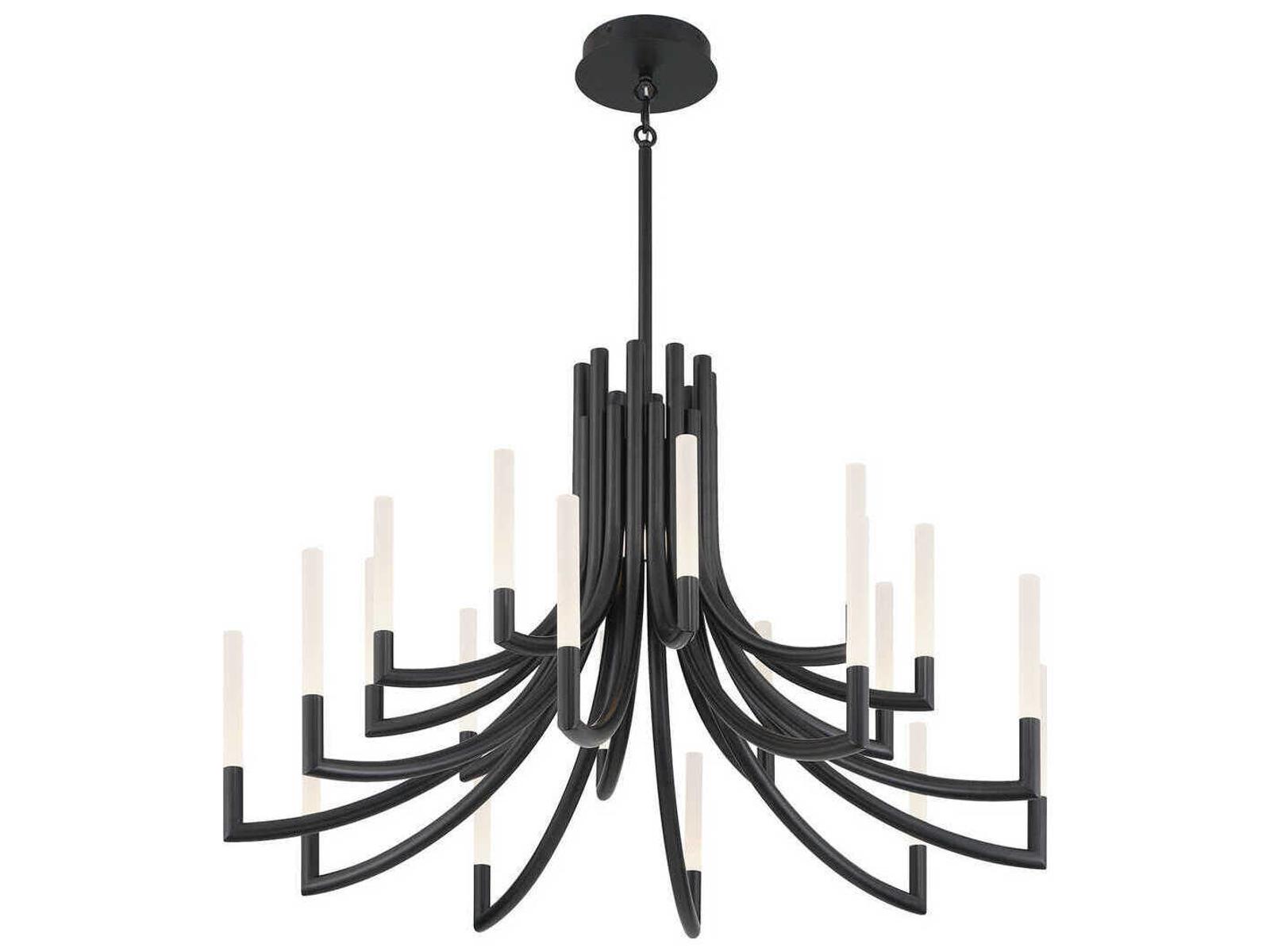 Eurofase Olette 20-Light Linear Chandelier in Matte Black with Frosted Acrylic