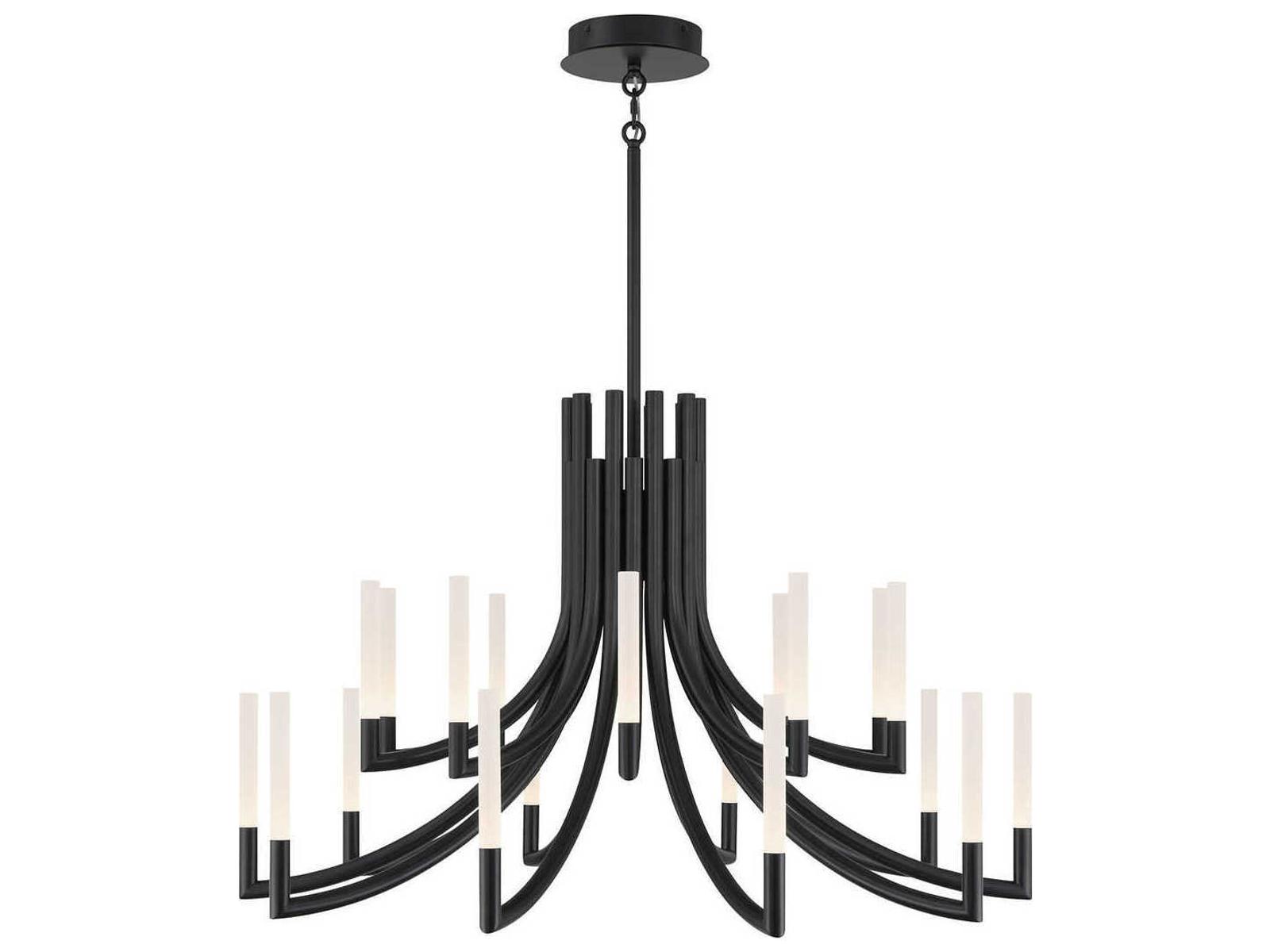 Eurofase Olette 20-Light Linear Chandelier in Matte Black with Frosted Acrylic