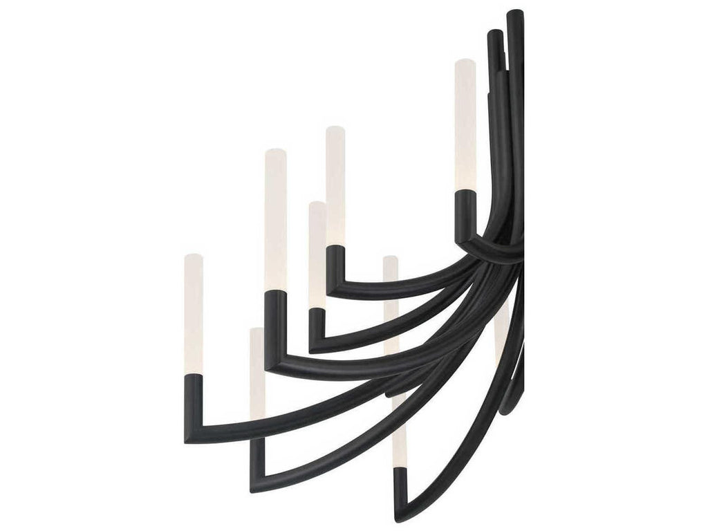 Eurofase Olette 20-Light Linear Chandelier in Matte Black with Frosted Acrylic