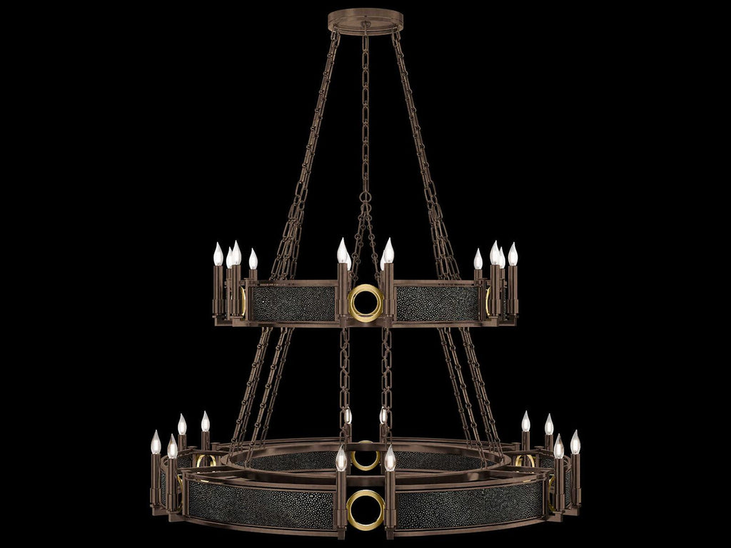 Fine Art Handcrafted Lighting Mirage 24-Light Traditional Tiered Chandelier in Bronze