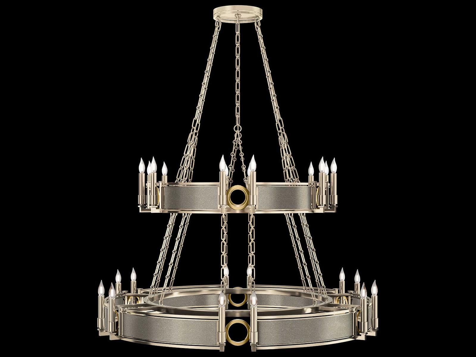 Fine Art Handcrafted Lighting Mirage 24-Light Champagne Gold Traditional Candelabra Tiered Chandelier