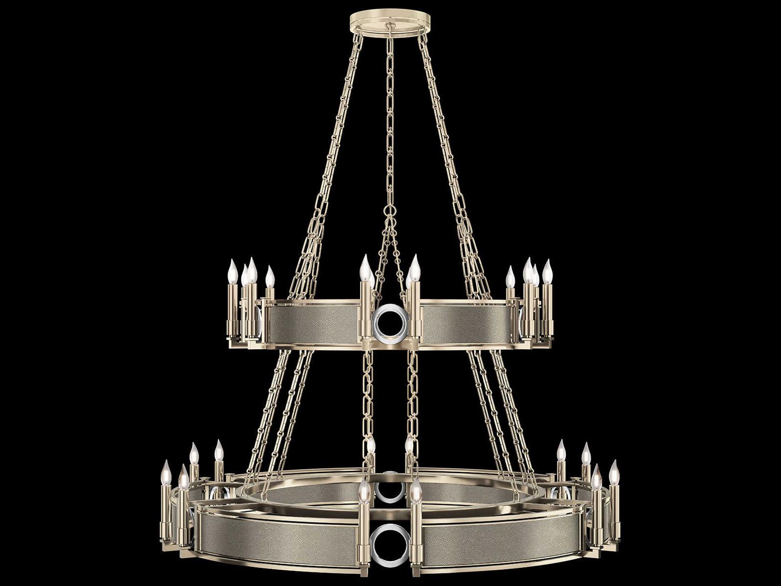 Fine Art Handcrafted Lighting Mirage 24-Light Champagne Gold Traditional Candelabra Tiered Chandelier