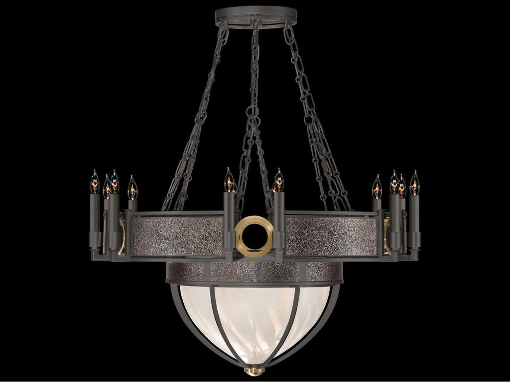 Fine Art Handcrafted Lighting Mirage 15-Light Candelabra Chandelier in Midnight Steel