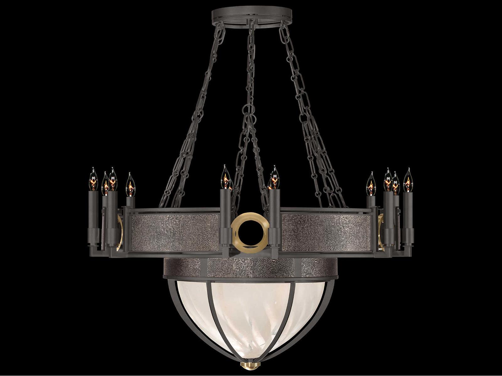 Fine Art Handcrafted Lighting Mirage 15-Light Candelabra Chandelier in Midnight Steel