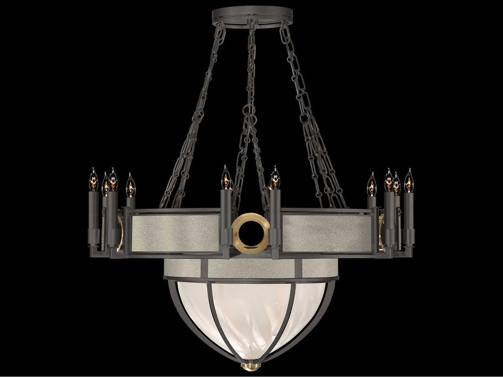 Fine Art Handcrafted Lighting Mirage 15-Light Candelabra Chandelier in Midnight Steel