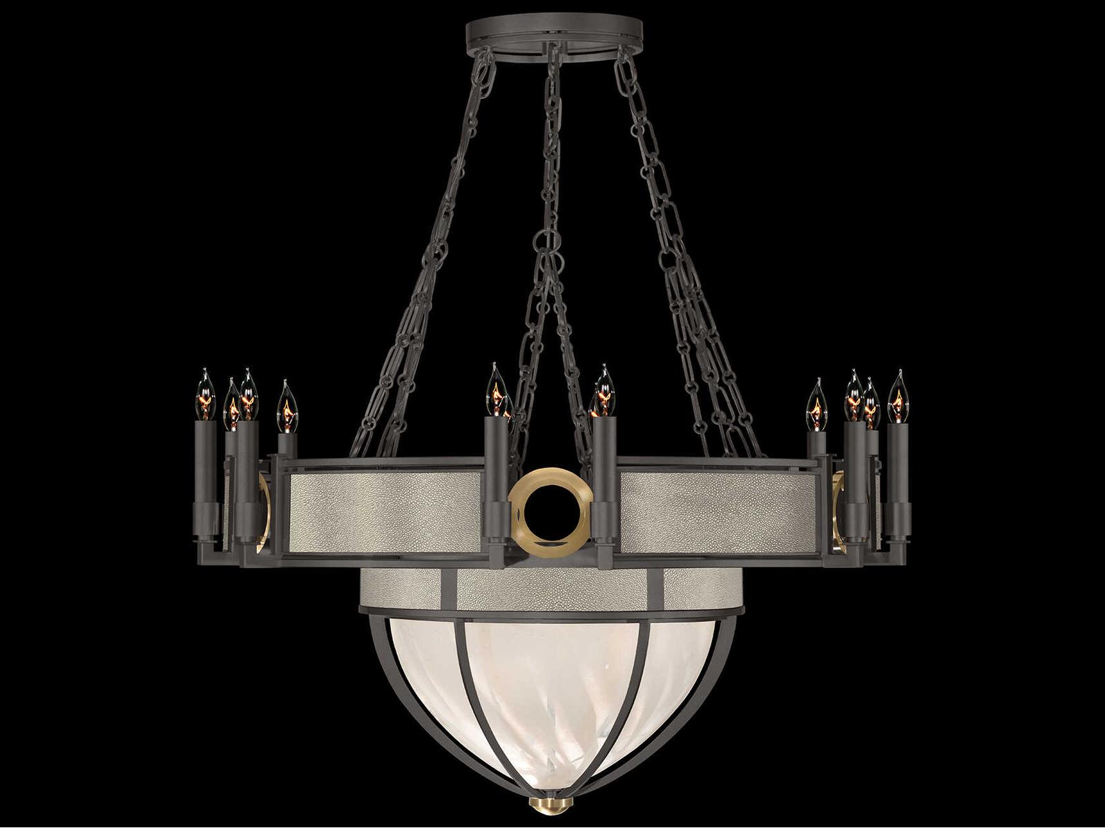 Fine Art Handcrafted Lighting Mirage 15-Light Candelabra Chandelier in Midnight Steel