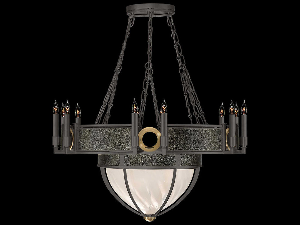 Fine Art Handcrafted Lighting Mirage 15-Light Candelabra Chandelier in Midnight Steel